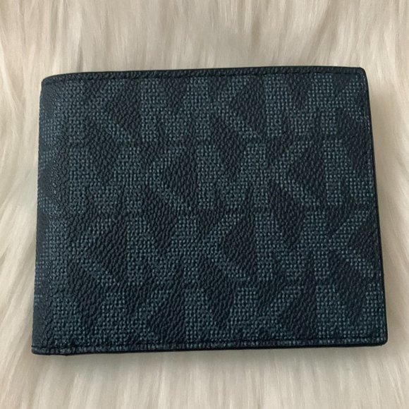 MICHAEL KORS Men's Signature Logo Slim Bill Fold Wallet in Admiral Blue - Picture 2 of 4